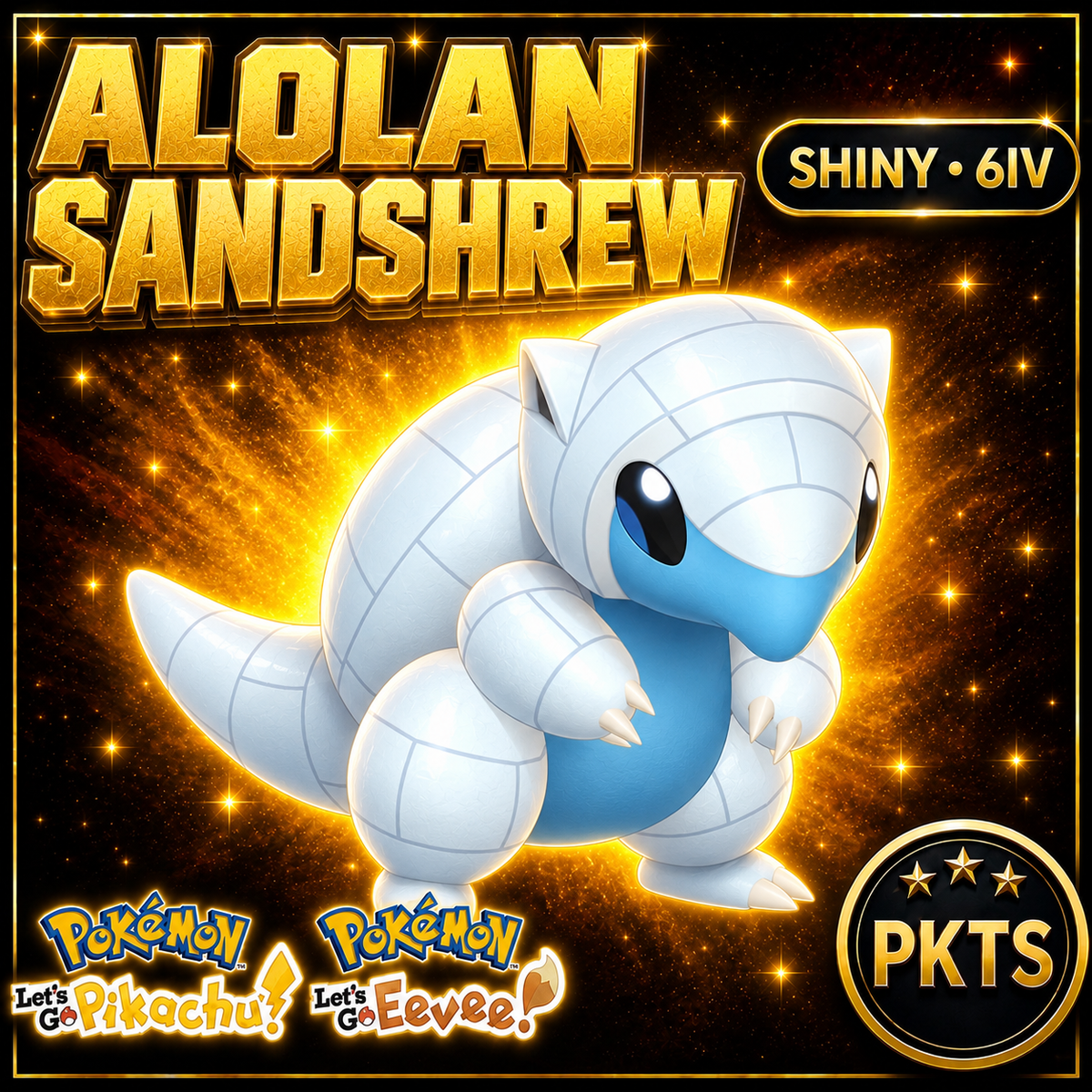 Shiny Alolan Sandshrew 6IV — Pokémon Let’s Go Pikachu & Let’s Go Eevee — PKTS