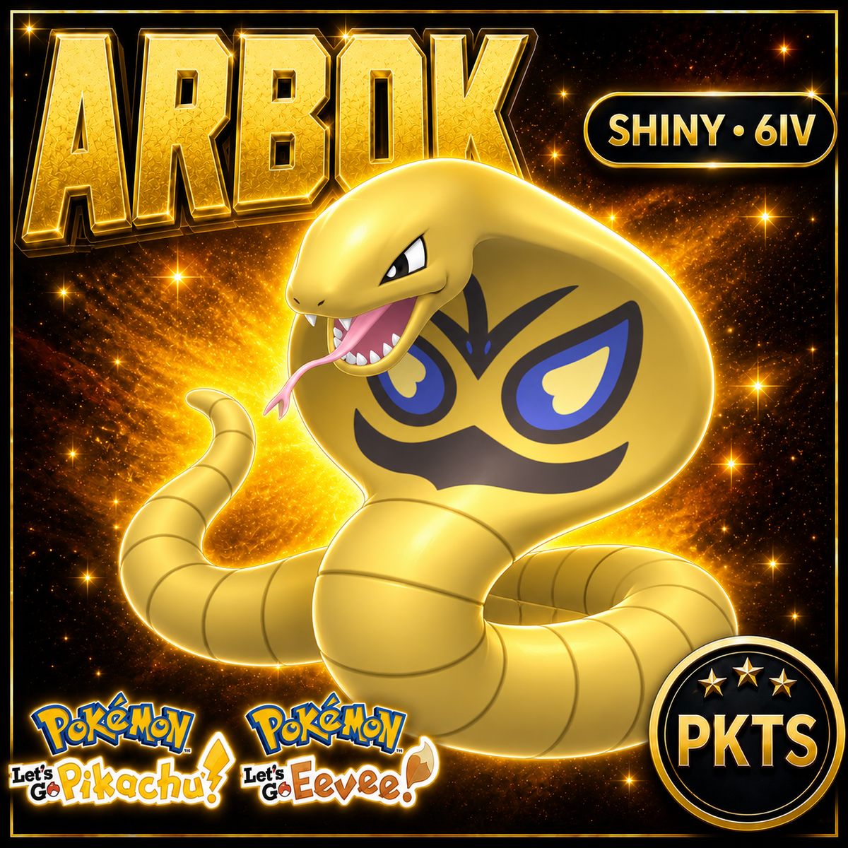 Shiny Arbok 6IV — Pokémon Let’s Go Pikachu & Let’s Go Eevee — PKTS