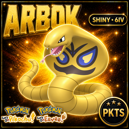 Shiny Arbok 6IV — Pokémon Let’s Go Pikachu & Let’s Go Eevee — PKTS