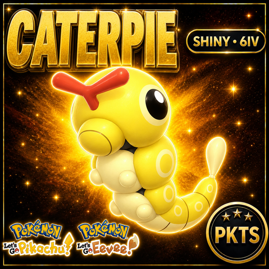 Shiny Caterpie 6IV — Pokémon Let’s Go Pikachu & Let’s Go Eevee — PKTS