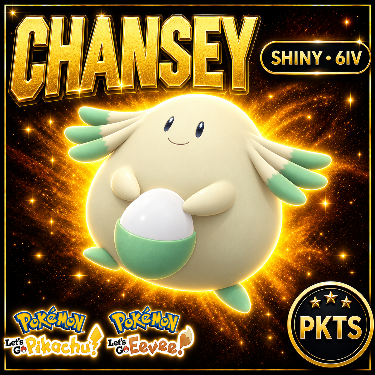 Shiny Chansey 6IV — Pokémon Let’s Go Pikachu & Let’s Go Eevee — PKTS