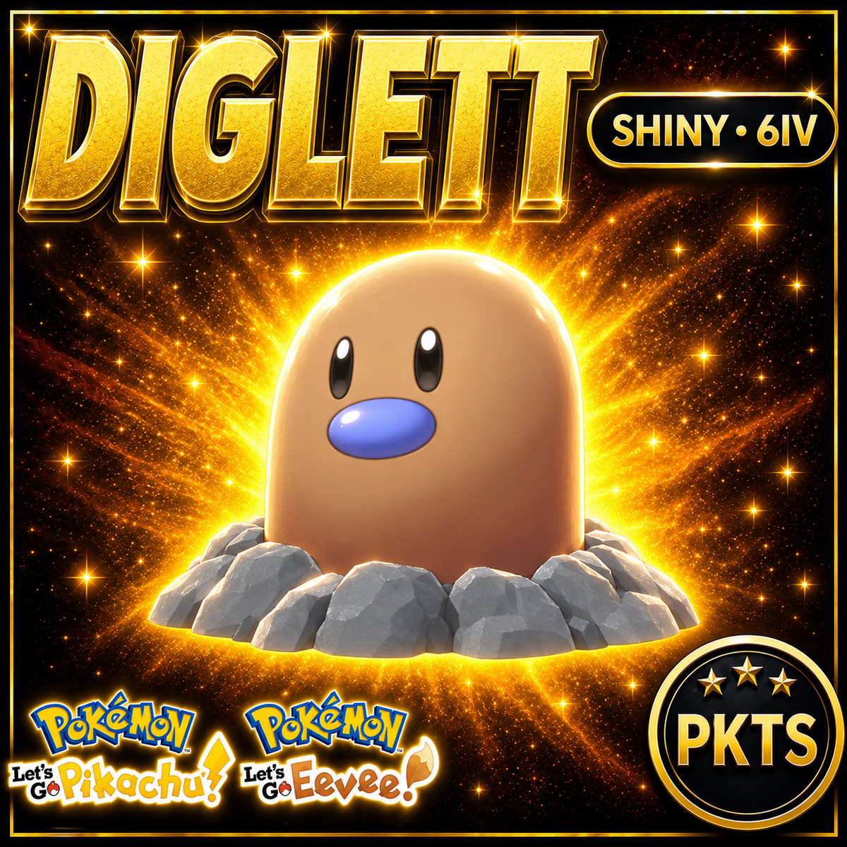Shiny Diglett 6IV — Pokémon Let’s Go Pikachu & Let’s Go Eevee — PKTS
