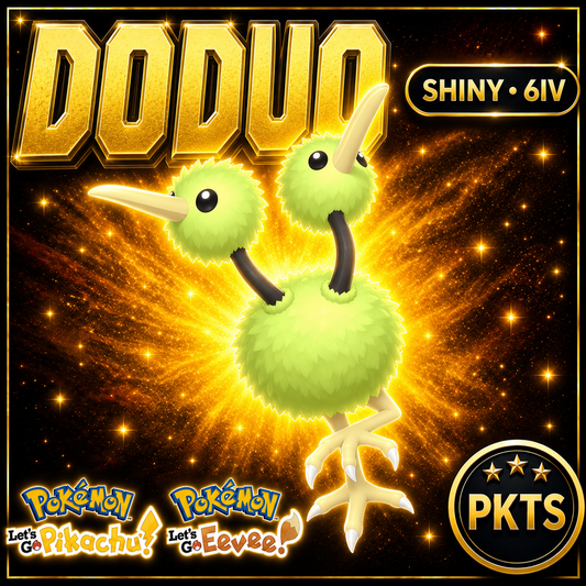 Shiny Doduo 6IV — Pokémon Let’s Go Pikachu & Let’s Go Eevee — PKTS