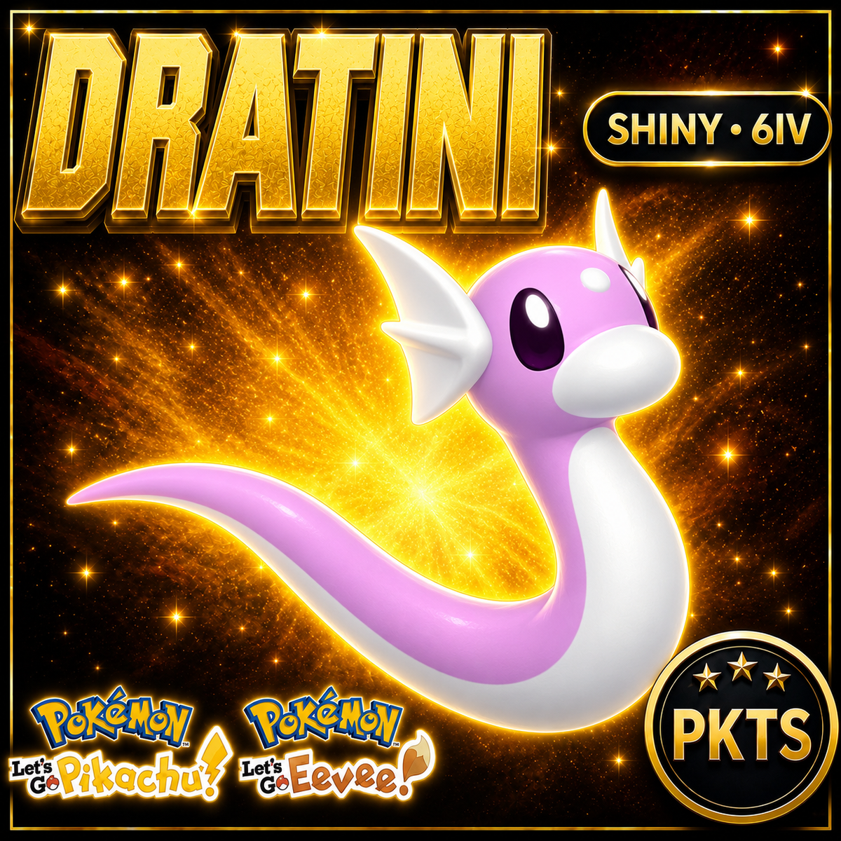 Shiny Dratini 6IV — Pokémon Let’s Go Pikachu & Let’s Go Eevee — PKTS