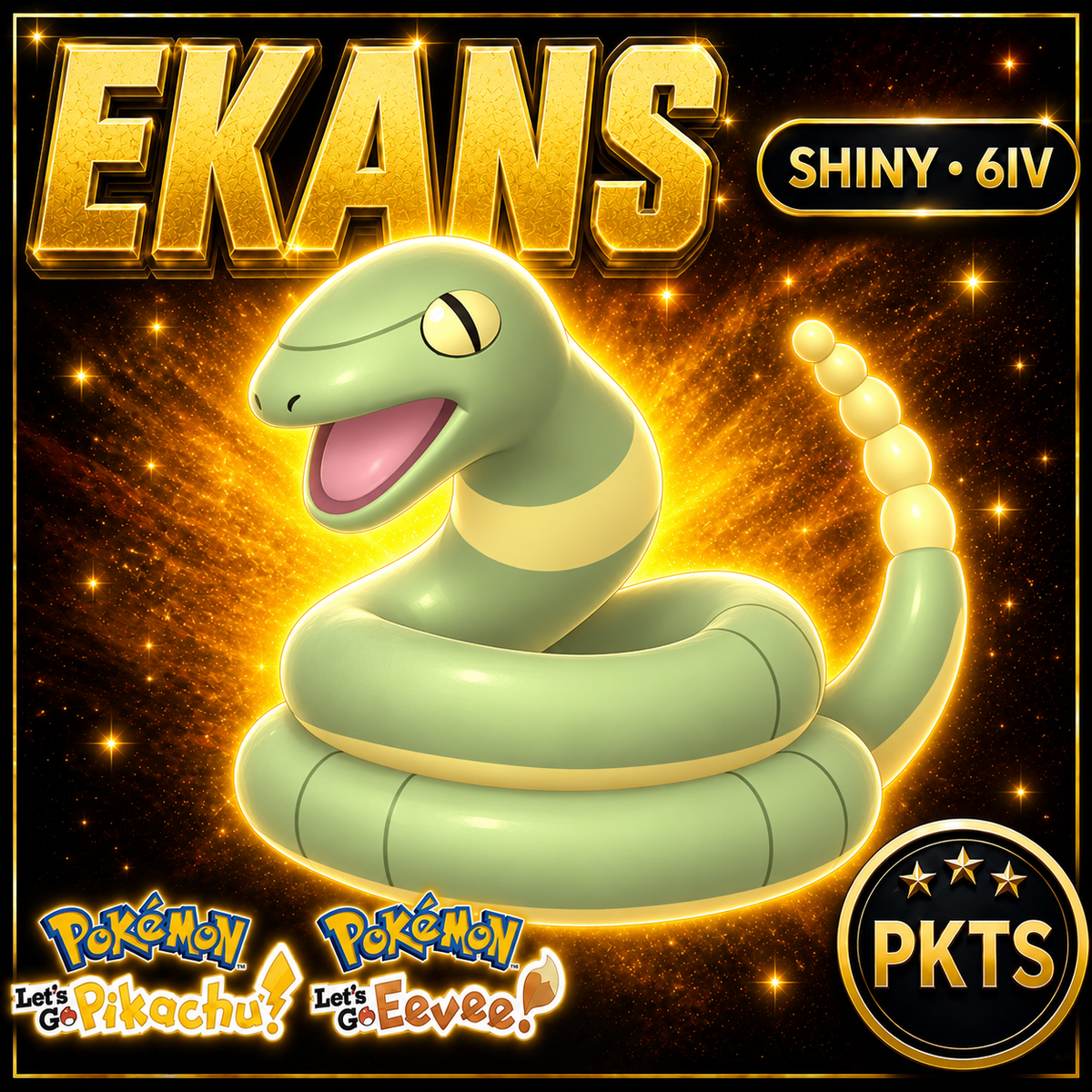 Shiny Ekans 6IV — Pokémon Let’s Go Pikachu & Let’s Go Eevee — PKTS