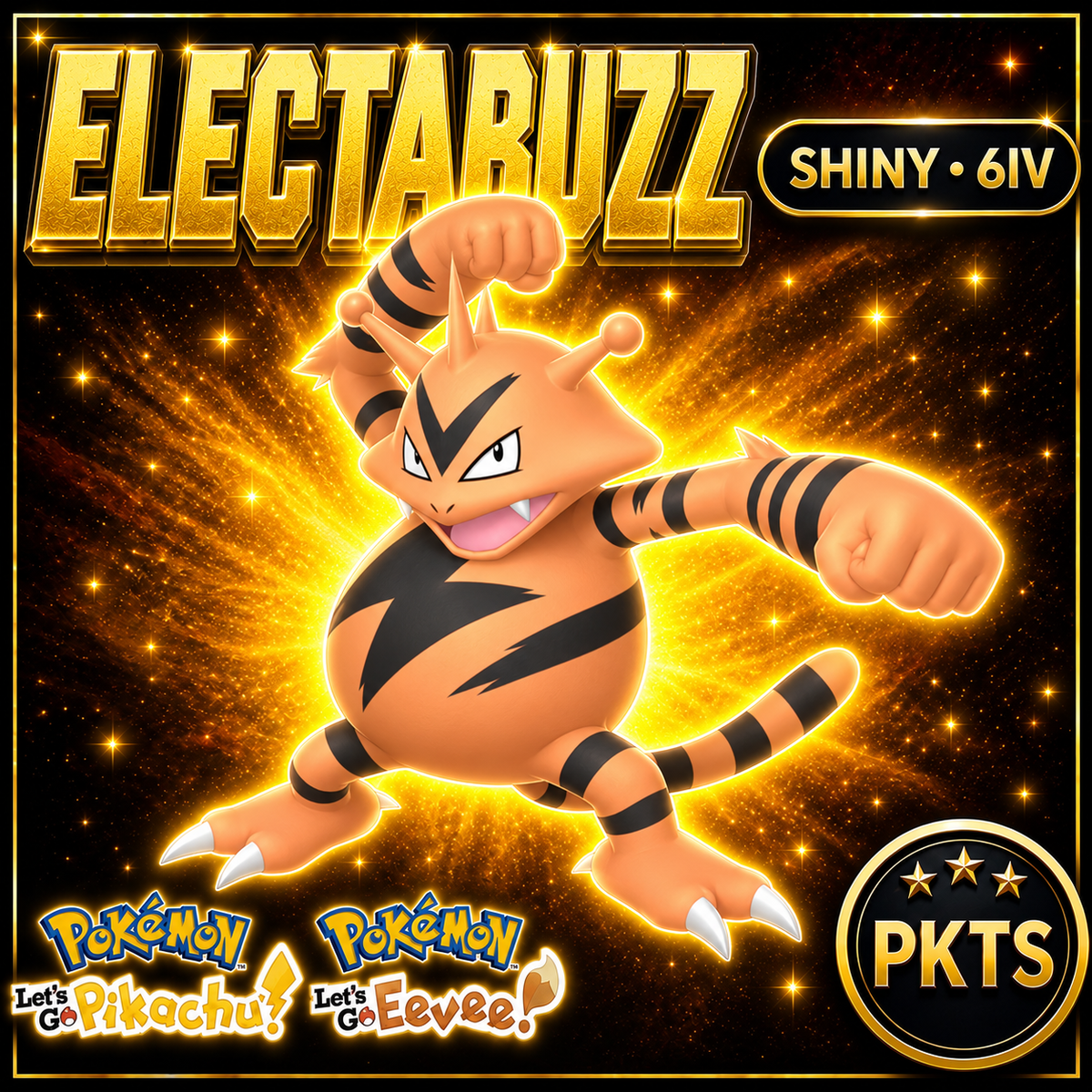 Shiny Electabuzz 6IV — Pokémon Let’s Go Pikachu & Let’s Go Eevee — PKTS