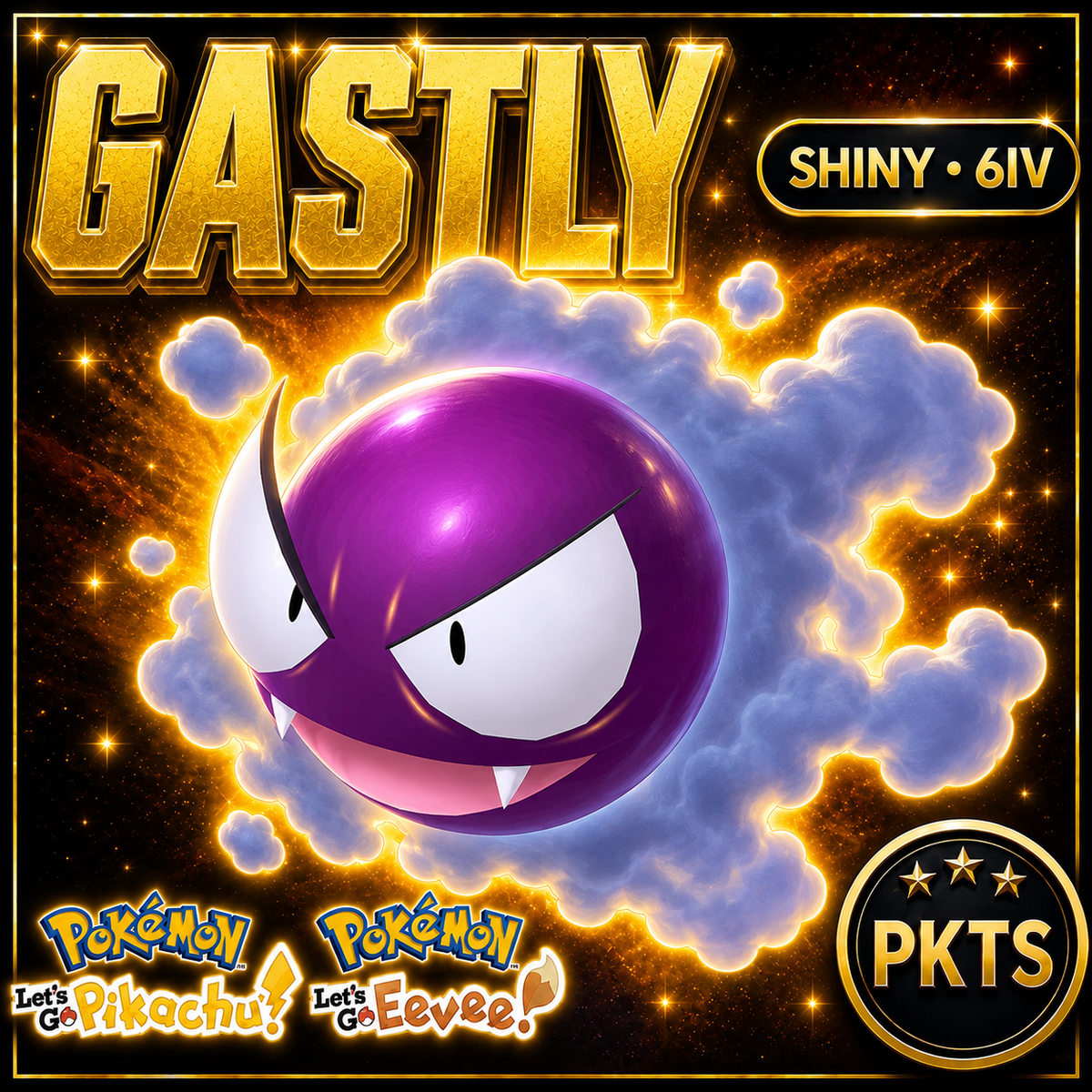 Shiny Gastly 6IV — Pokémon Let’s Go Pikachu & Let’s Go Eevee — PKTS