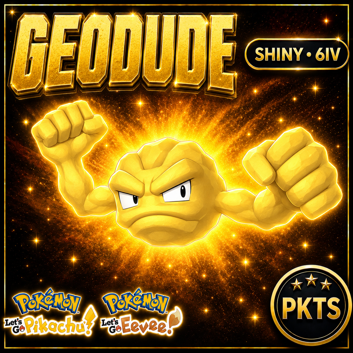 Shiny Geodude 6IV — Pokémon Let’s Go Pikachu & Let’s Go Eevee — PKTS