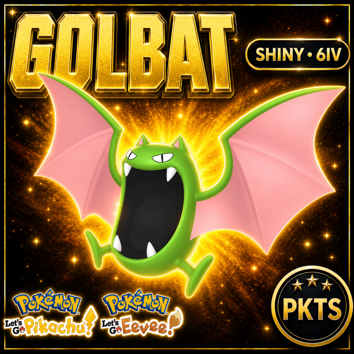 Shiny Golbat 6IV — Pokémon Let’s Go Pikachu & Let’s Go Eevee — PKTS