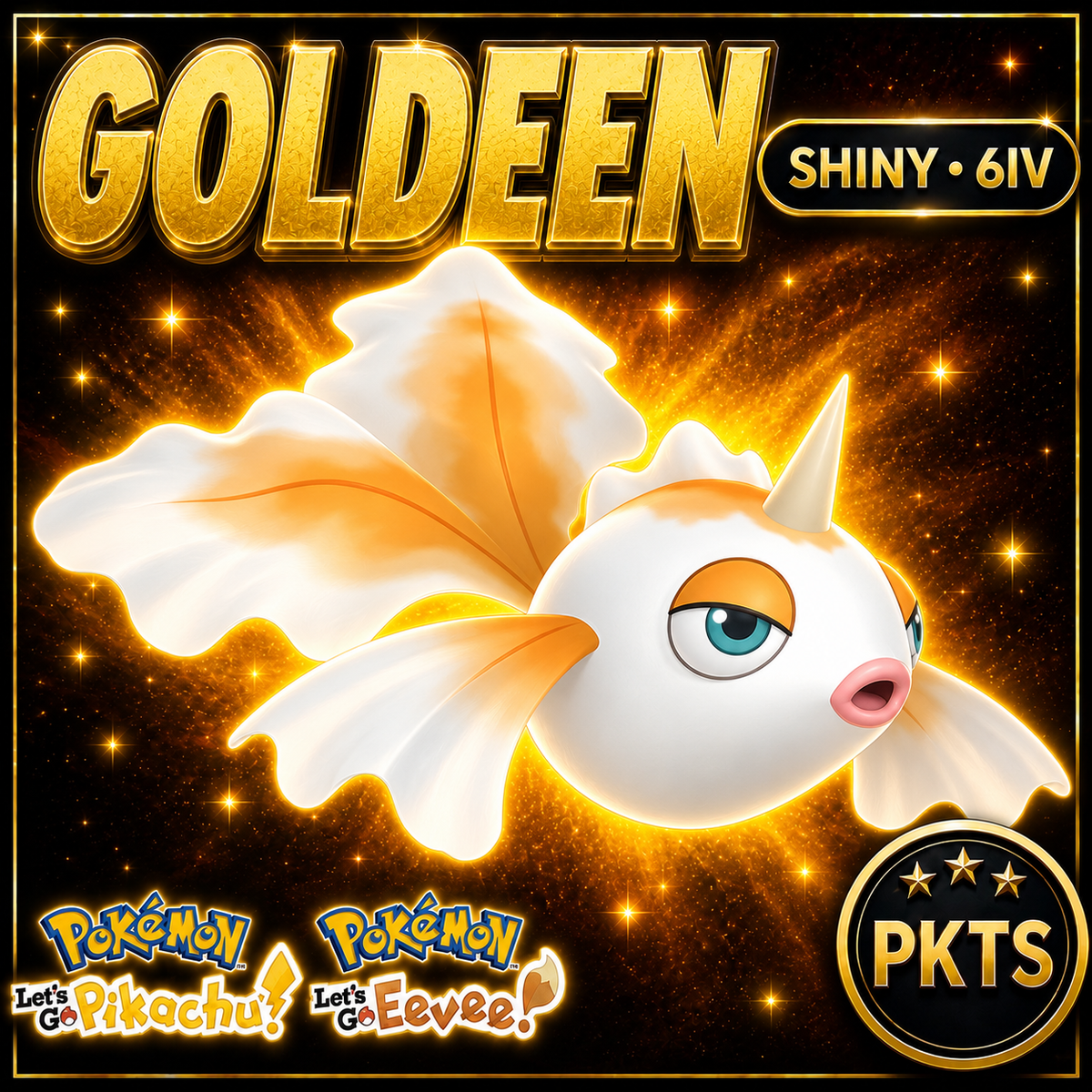 Shiny Goldeen 6IV — Pokémon Let’s Go Pikachu & Let’s Go Eevee — PKTS