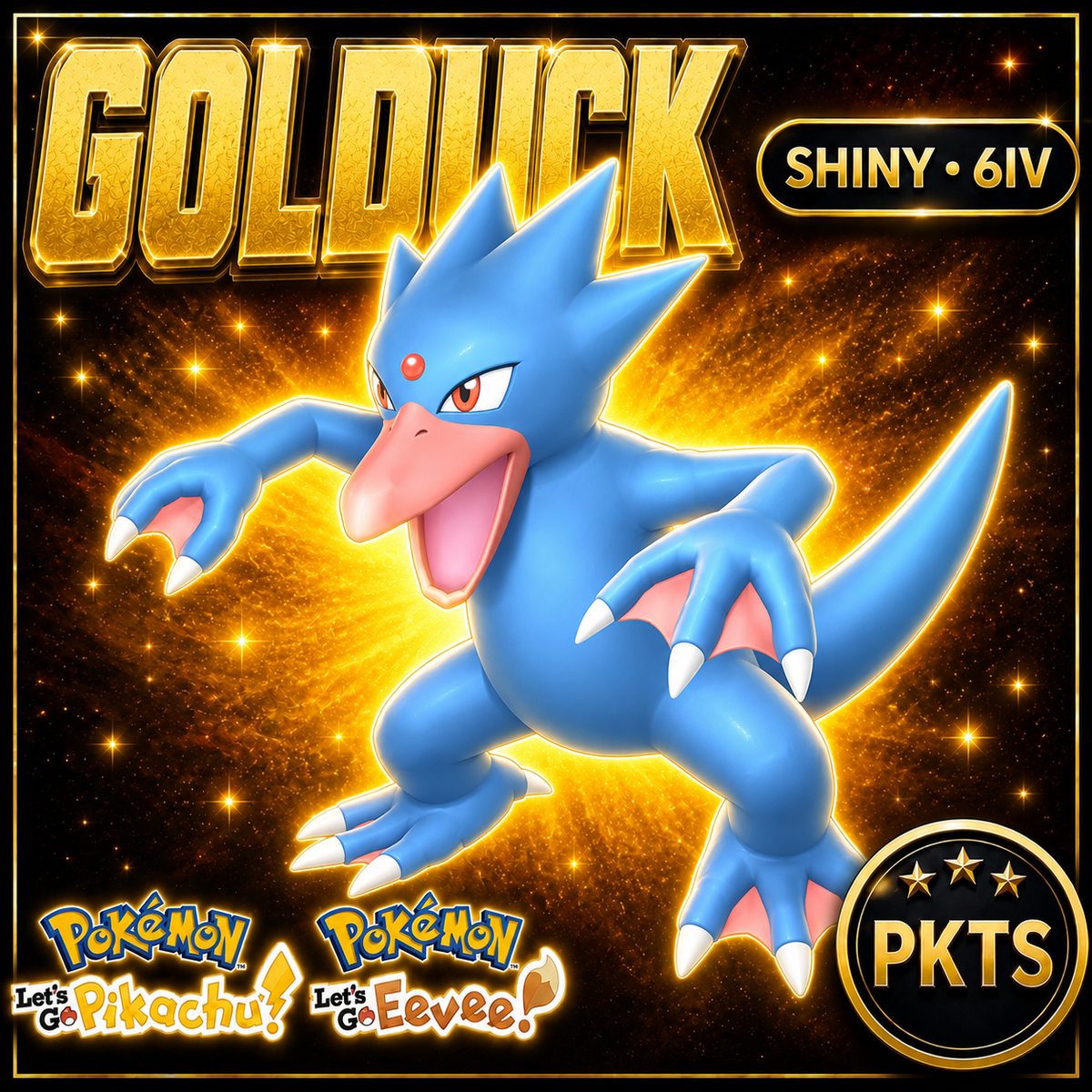 Shiny Golduck 6IV — Pokémon Let’s Go Pikachu & Let’s Go Eevee — PKTS
