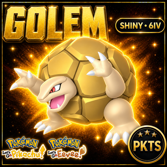 Shiny Golem 6IV — Pokémon Let’s Go Pikachu & Let’s Go Eevee — PKTS