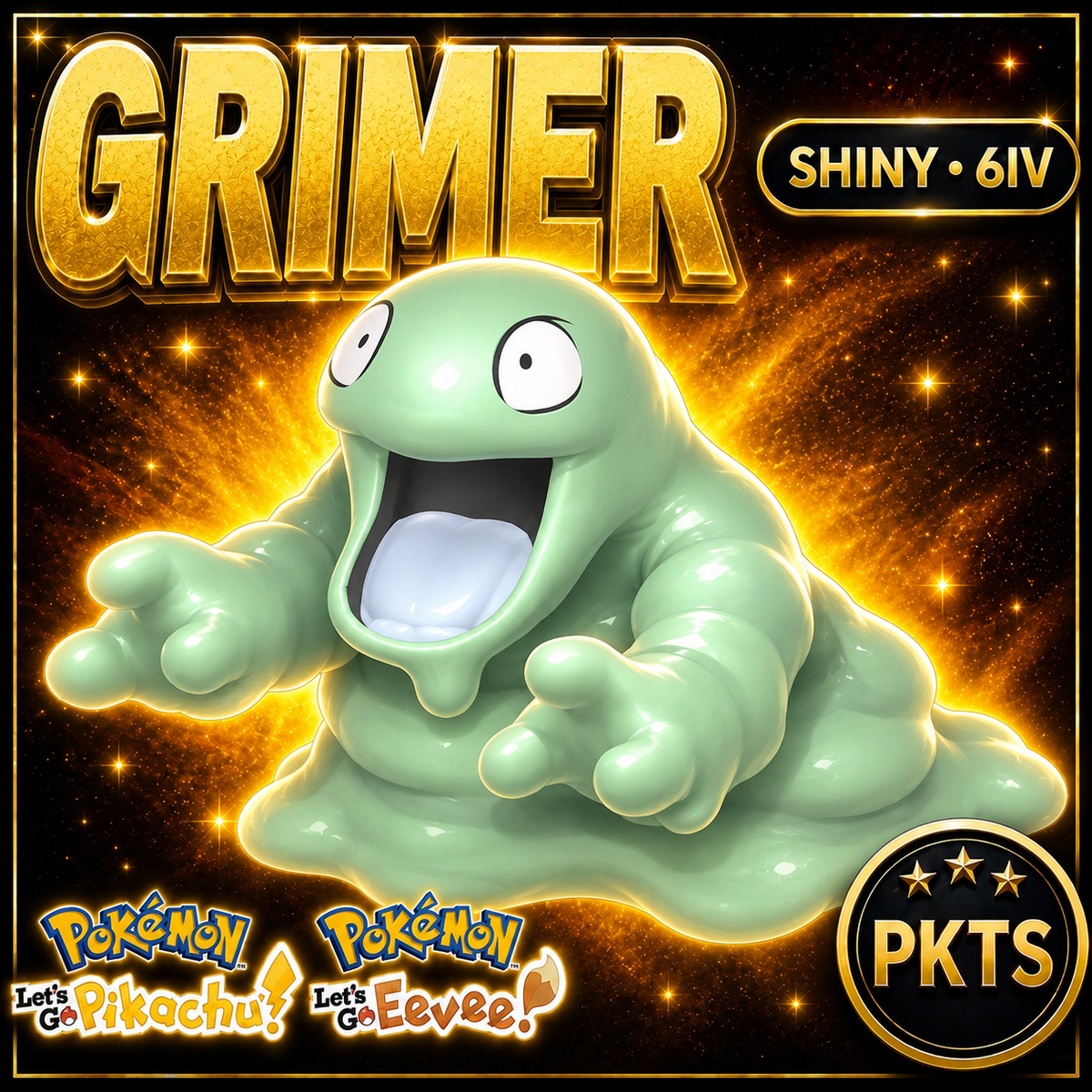 Shiny Grimer 6IV — Pokémon Let’s Go Pikachu & Let’s Go Eevee — PKTS