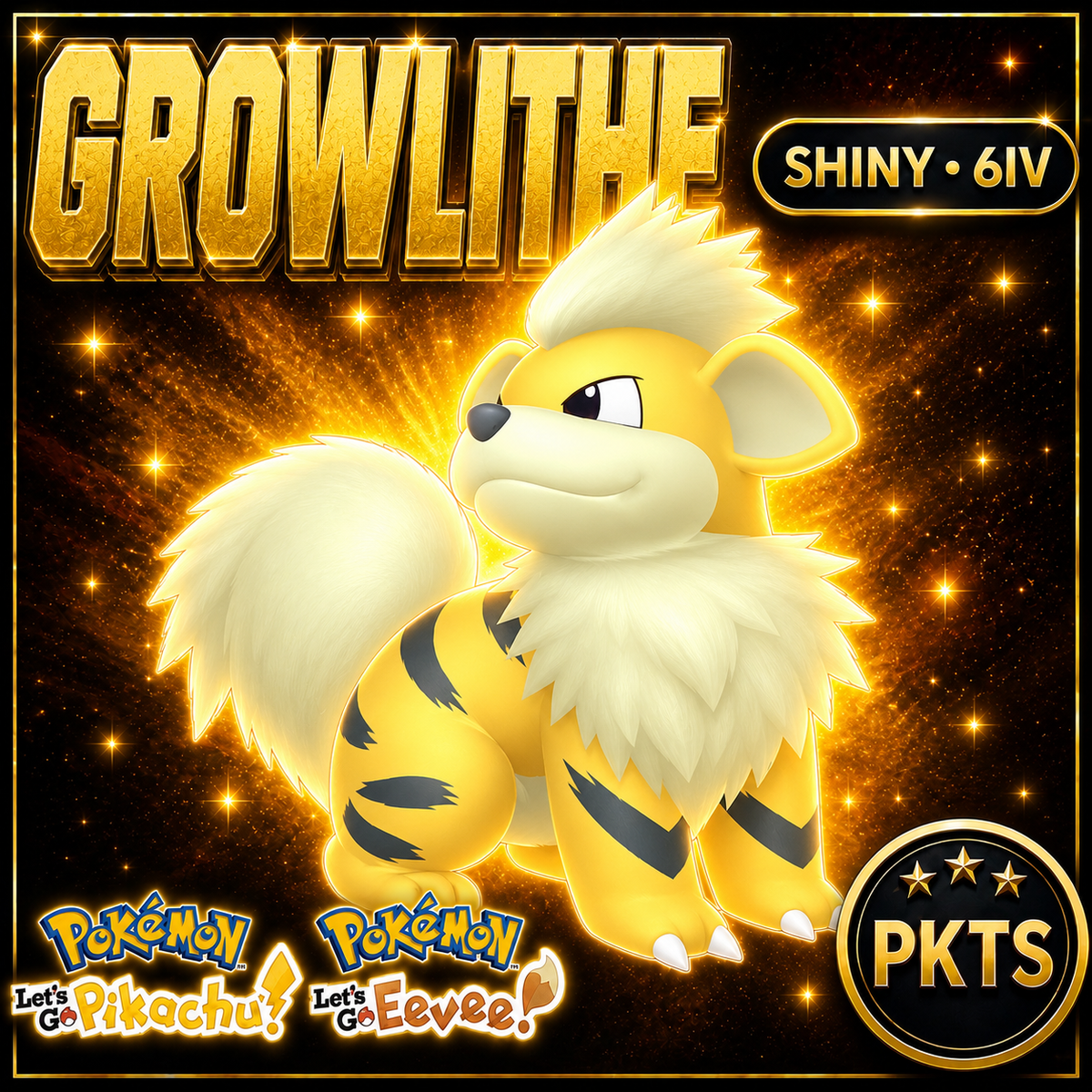 Shiny Growlithe 6IV — Pokémon Let’s Go Pikachu & Let’s Go Eevee — PKTS