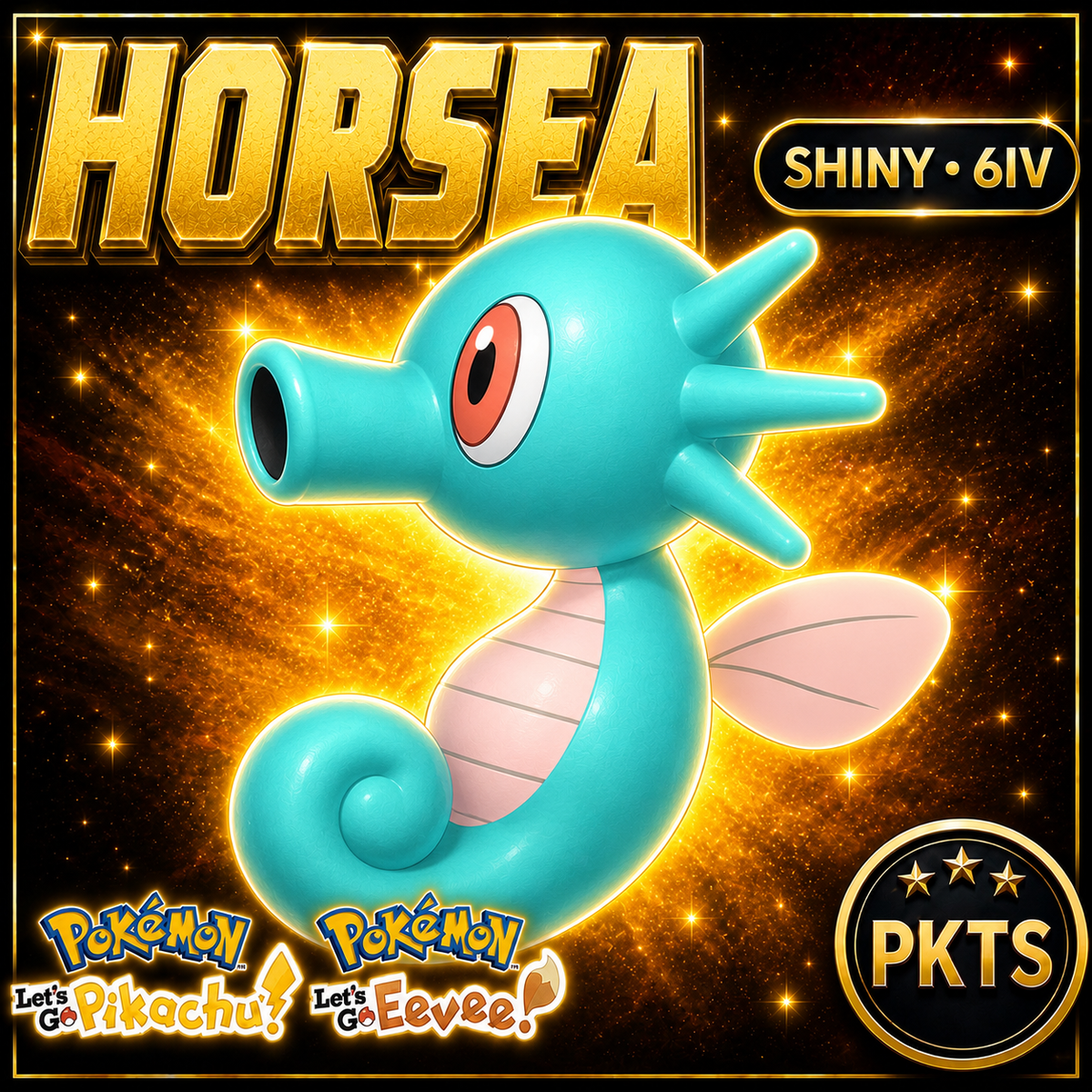 Shiny Horsea 6IV — Pokémon Let’s Go Pikachu & Let’s Go Eevee — PKTS