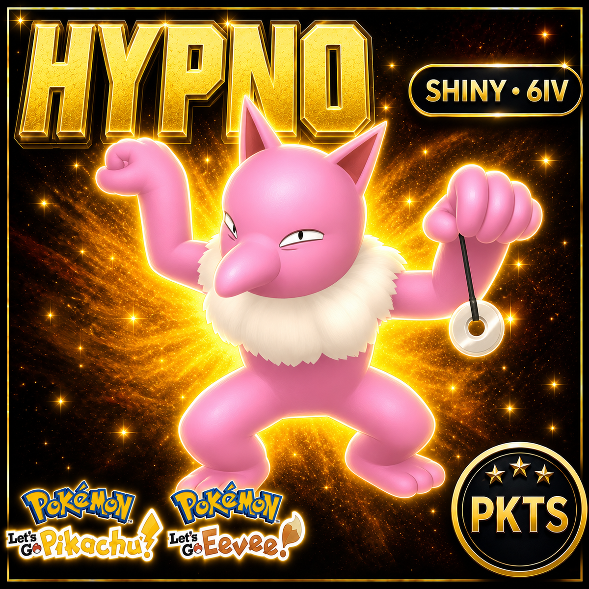 Shiny Hypno 6IV — Pokémon Let’s Go Pikachu & Let’s Go Eevee — PKTS