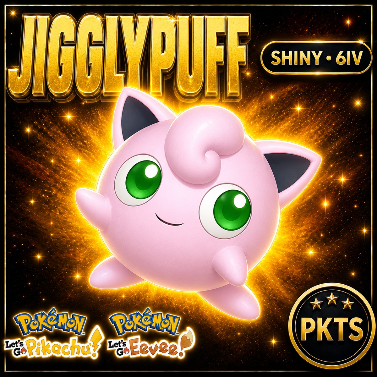 Shiny Jigglypuff 6IV — Pokémon Let’s Go Pikachu & Let’s Go Eevee — PKTS