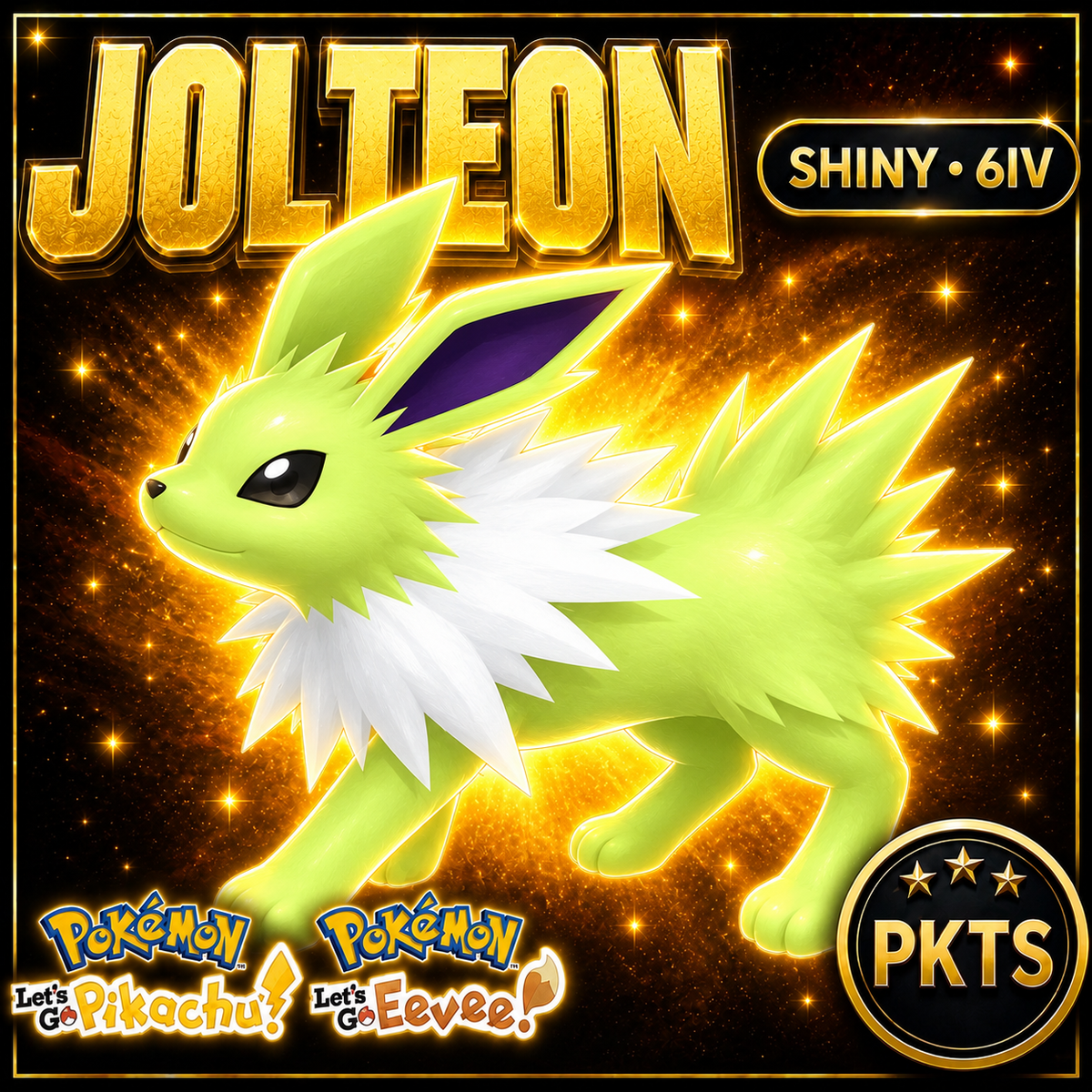 Shiny Jolteon 6IV — Pokémon Let’s Go Pikachu & Let’s Go Eevee — PKTS