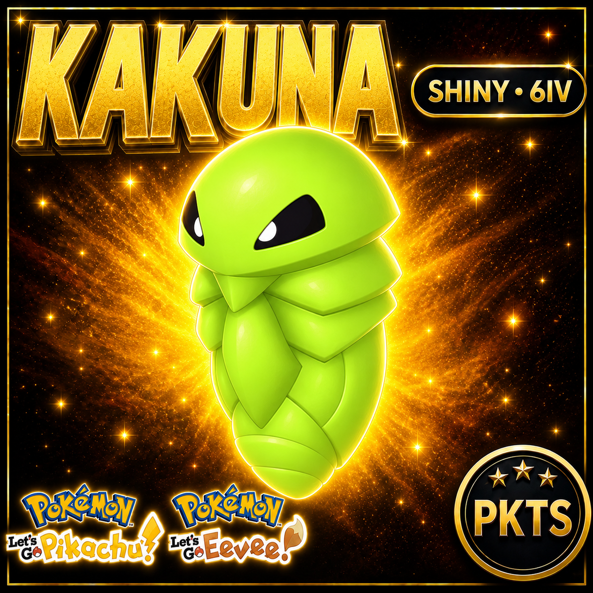 Shiny Kakuna 6IV — Pokémon Let’s Go Pikachu & Let’s Go Eevee — PKTS