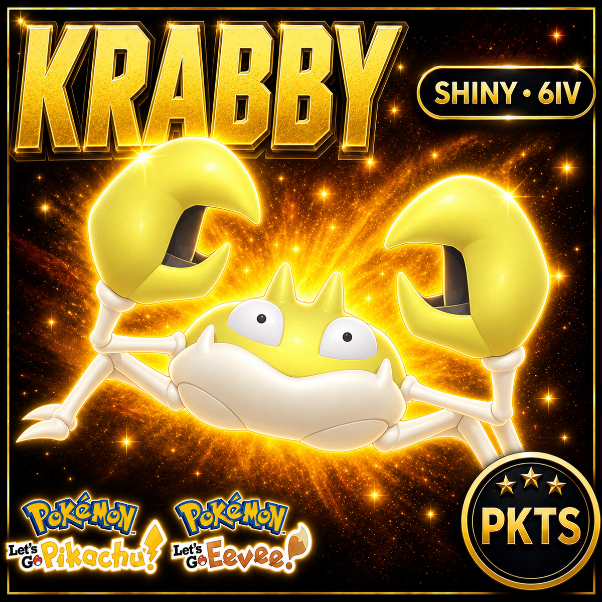 Shiny Krabby 6IV — Pokémon Let’s Go Pikachu & Let’s Go Eevee — PKTS