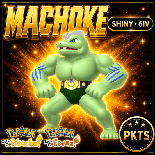 Shiny Machoke 6IV — Pokémon Let’s Go Pikachu & Let’s Go Eevee — PKTS