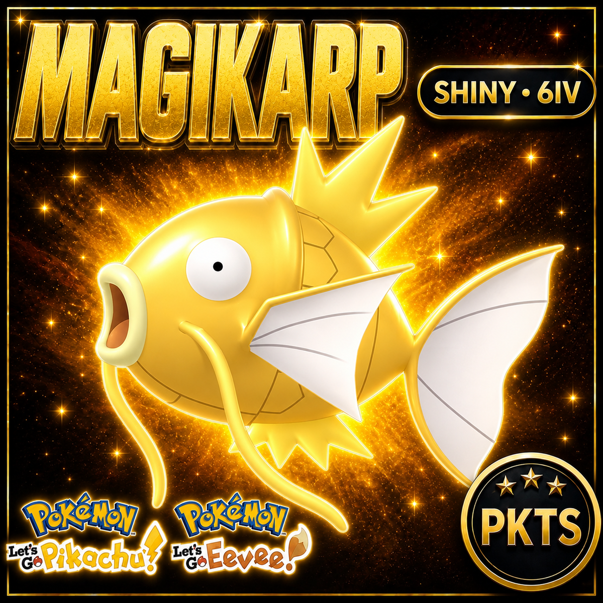 Shiny Magikarp 6IV — Pokémon Let’s Go Pikachu & Let’s Go Eevee — PKTS