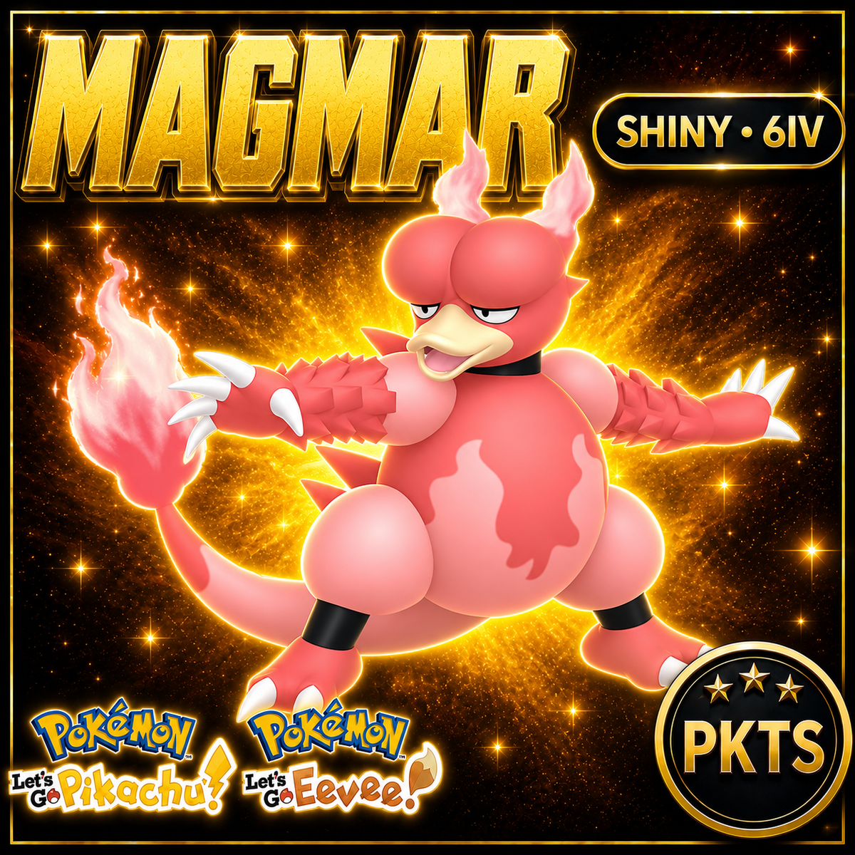 Shiny Magmar 6IV — Pokémon Let’s Go Pikachu & Let’s Go Eevee — PKTS