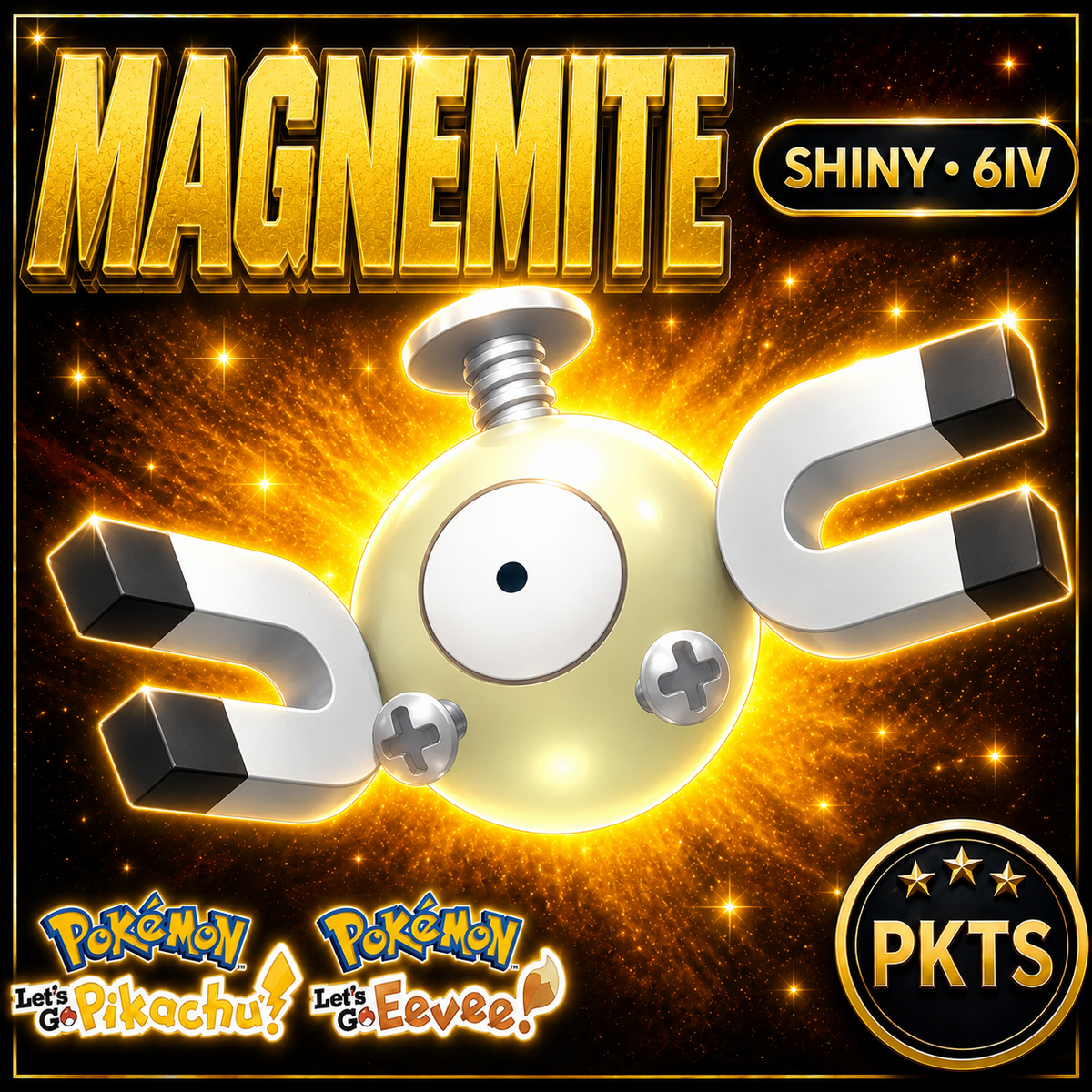 Shiny Magnemite 6IV — Pokémon Let’s Go Pikachu & Let’s Go Eevee — PKTS
