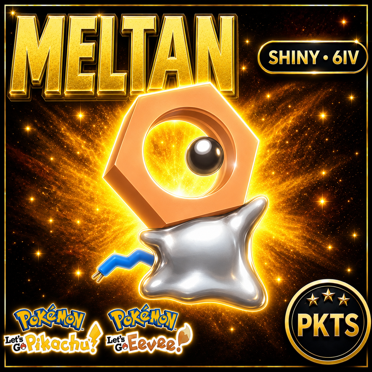 Shiny Meltan 6IV — Pokémon Let’s Go Pikachu & Let’s Go Eevee — PKTS