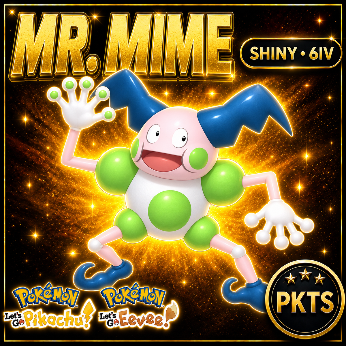 Shiny Mr. Mime 6IV — Pokémon Let’s Go Pikachu & Let’s Go Eevee — PKTS