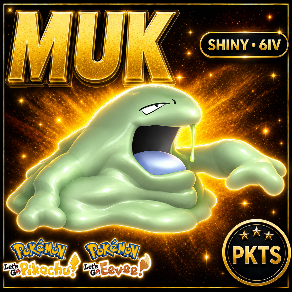 Shiny Muk 6IV — Pokémon Let’s Go Pikachu & Let’s Go Eevee — PKTS