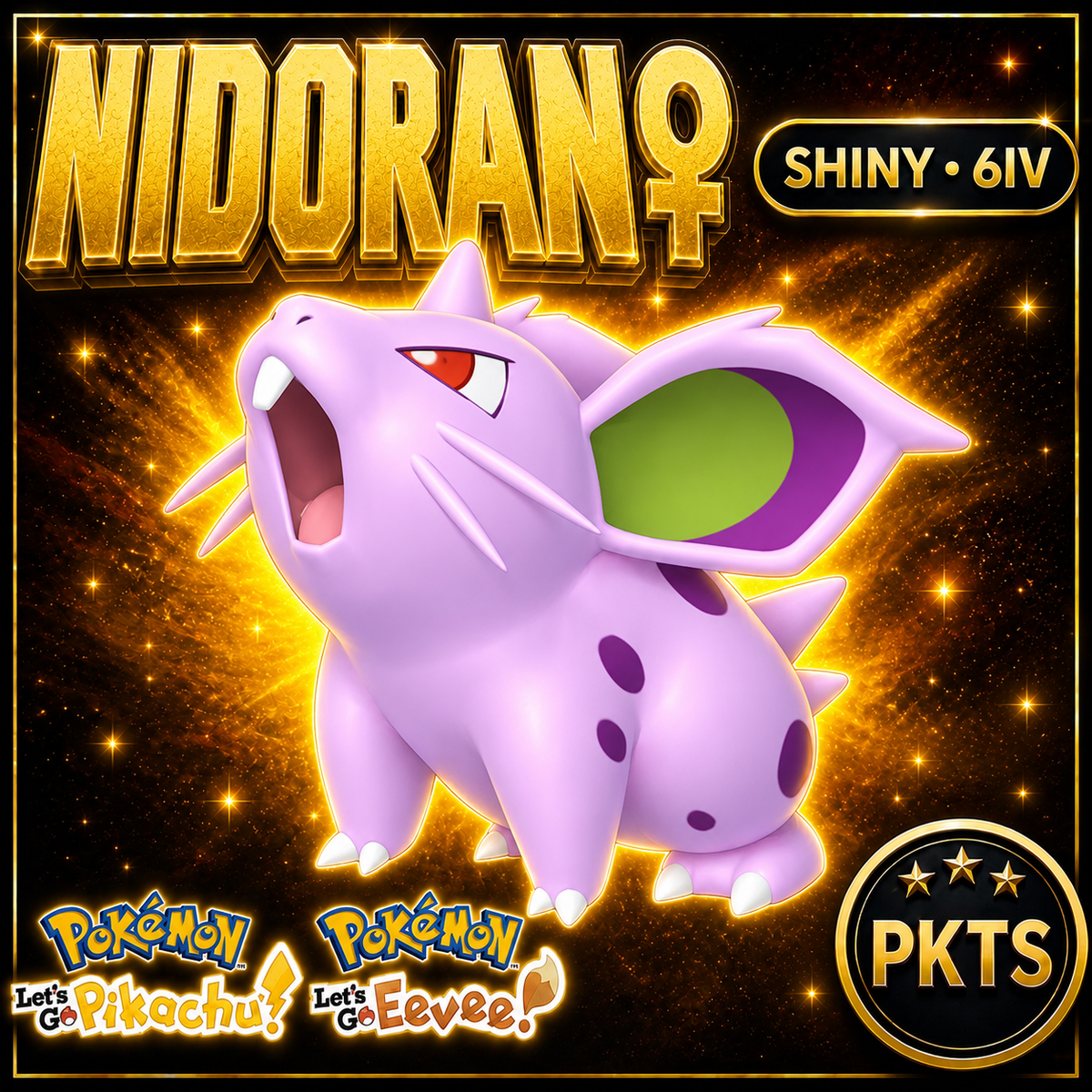 Shiny Nidoran♀ 6IV — Pokémon Let’s Go Pikachu & Let’s Go Eevee — PKTS