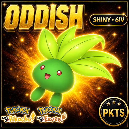 Shiny Oddish 6IV — Pokémon Let’s Go Pikachu & Let’s Go Eevee — PKTS