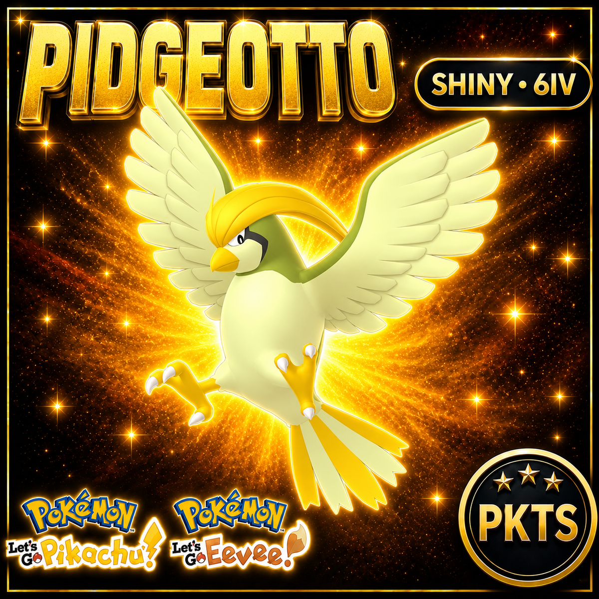 Shiny Pidgeotto 6IV — Pokémon Let’s Go Pikachu & Let’s Go Eevee — PKTS