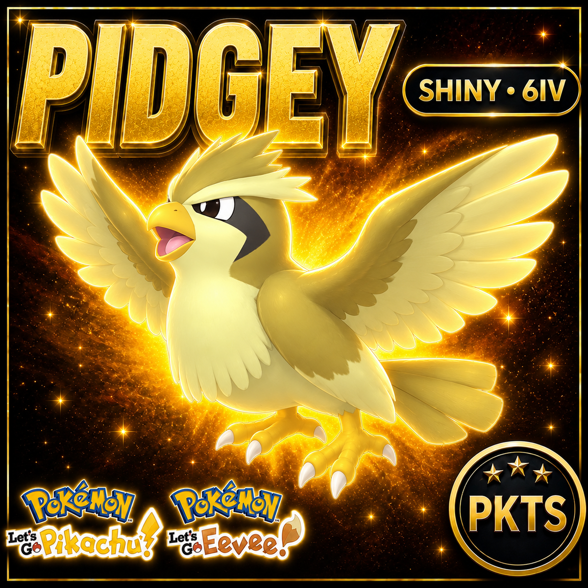 Shiny Pidgey 6IV — Pokémon Let’s Go Pikachu & Let’s Go Eevee — PKTS