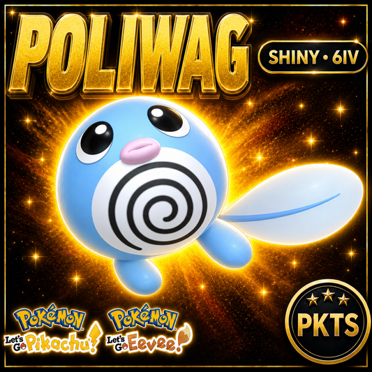 Shiny Poliwag 6IV — Pokémon Let’s Go Pikachu & Let’s Go Eevee — PKTS