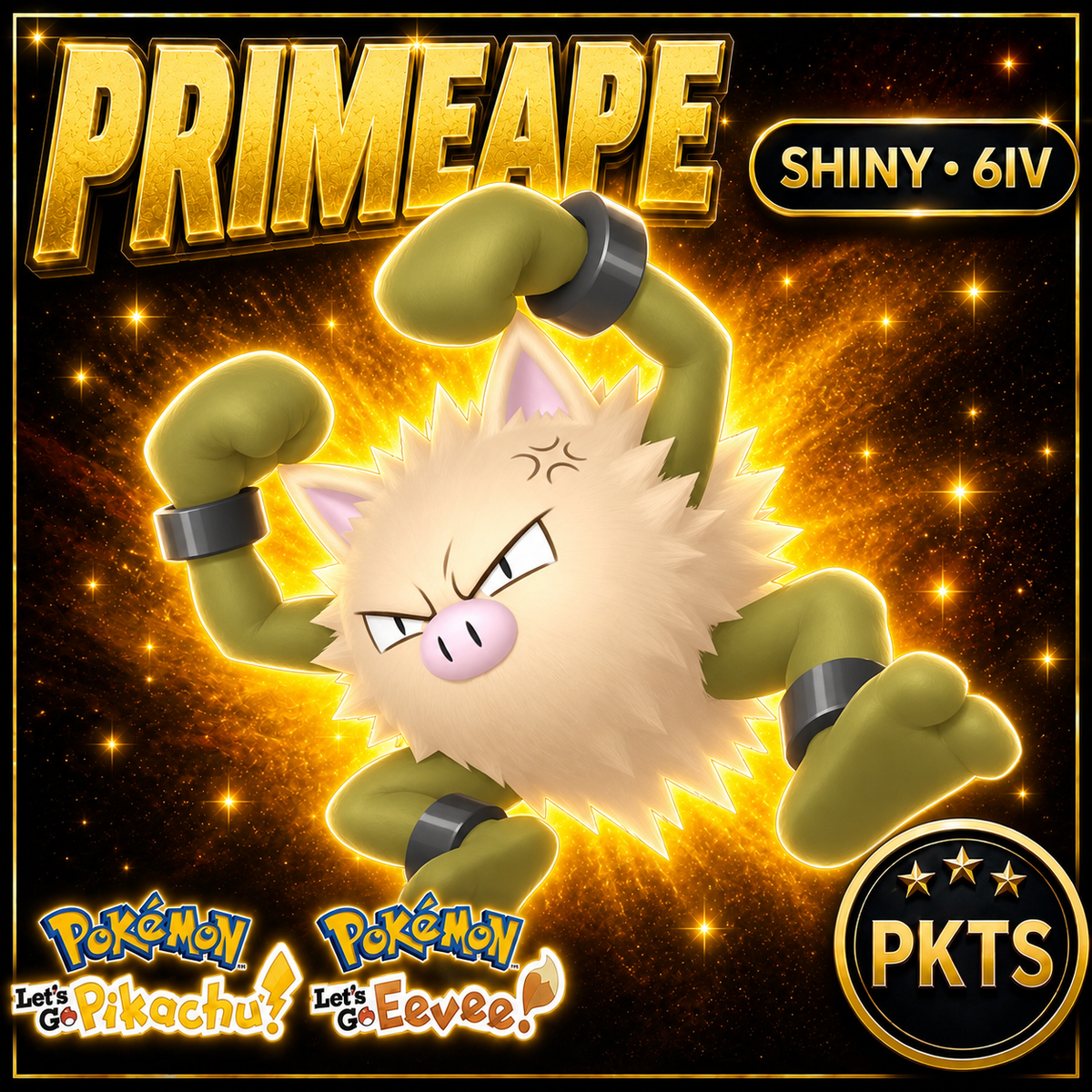 Shiny Primeape 6IV — Pokémon Let’s Go Pikachu & Let’s Go Eevee — PKTS