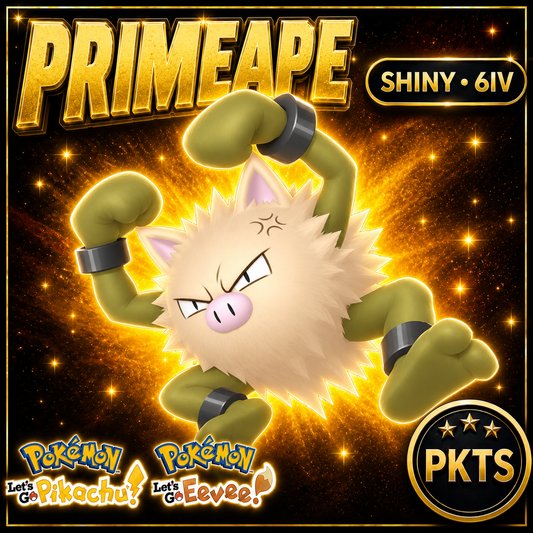 Shiny Primeape 6IV — Pokémon Let’s Go Pikachu & Let’s Go Eevee — PKTS