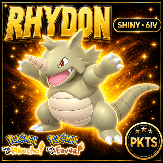 Shiny Rhydon 6IV — Pokémon Let’s Go Pikachu & Let’s Go Eevee — PKTS
