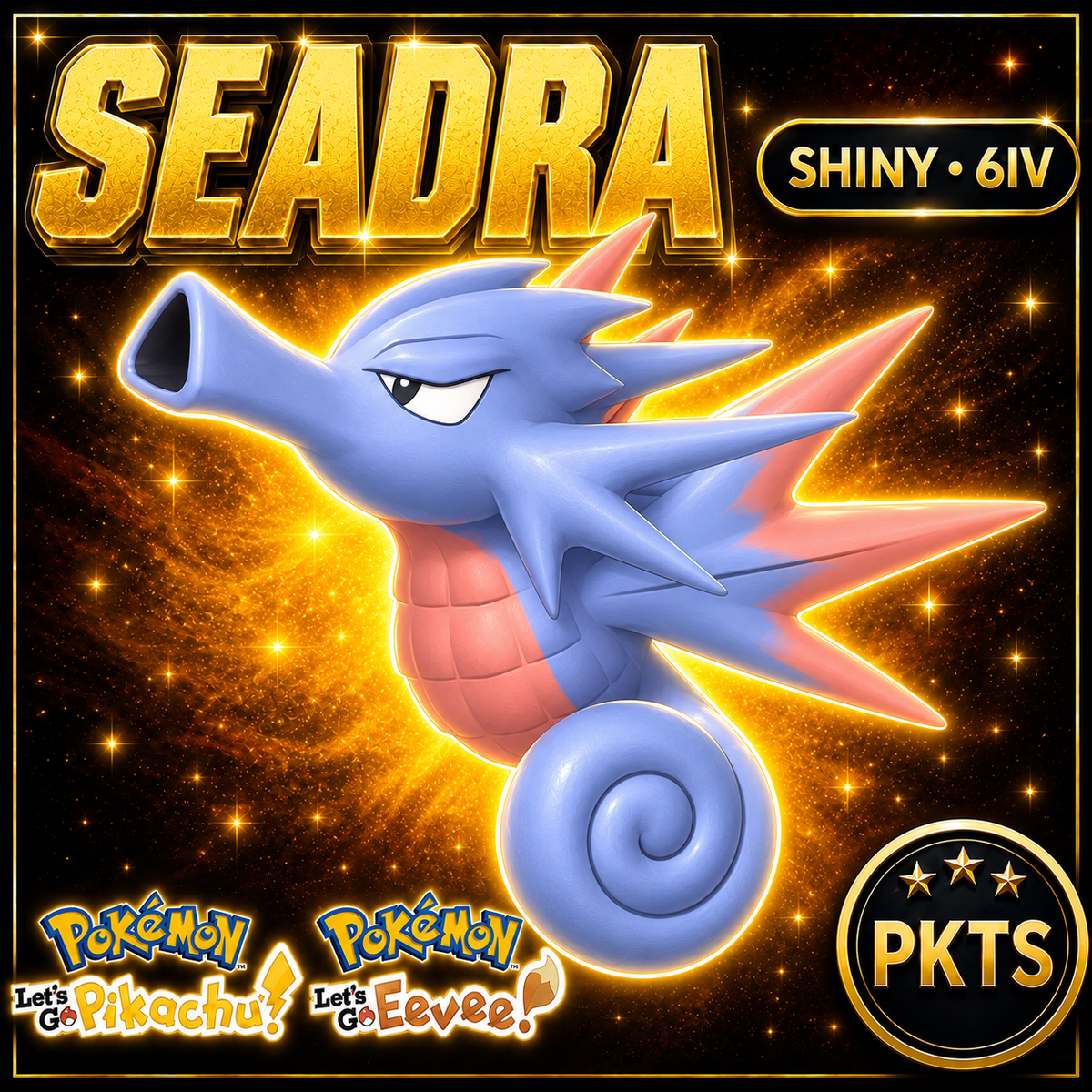 Shiny Seadra 6IV — Pokémon Let’s Go Pikachu & Let’s Go Eevee — PKTS