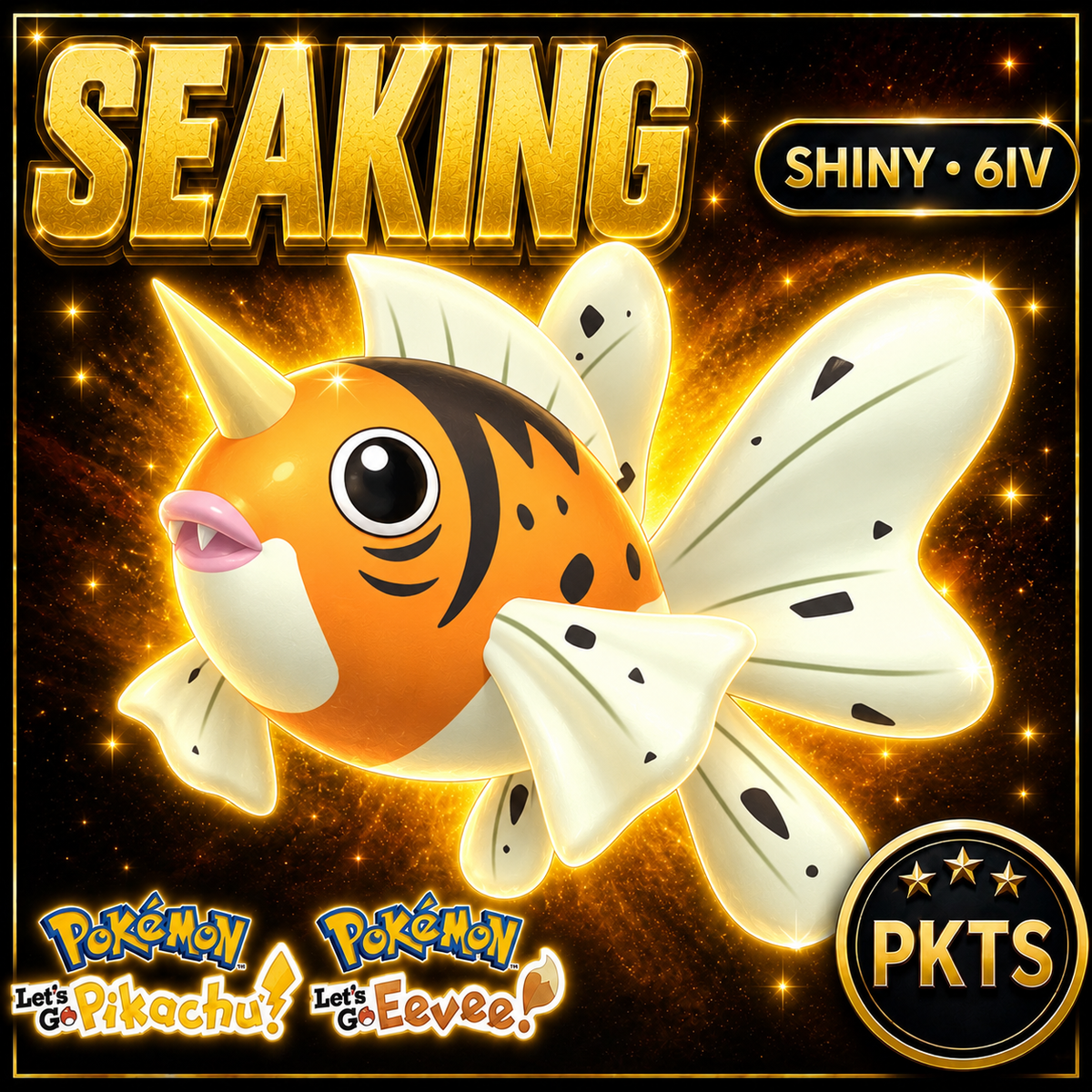 Shiny Seaking for Pokémon Let’s Go Pikachu and Let’s Go Eevee, 6IV – PKTS