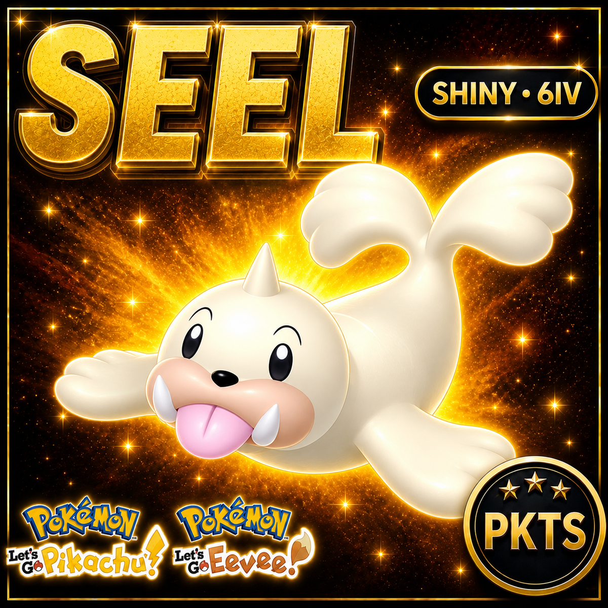 Shiny Seel 6IV — Pokémon Let’s Go Pikachu & Let’s Go Eevee — PKTS
