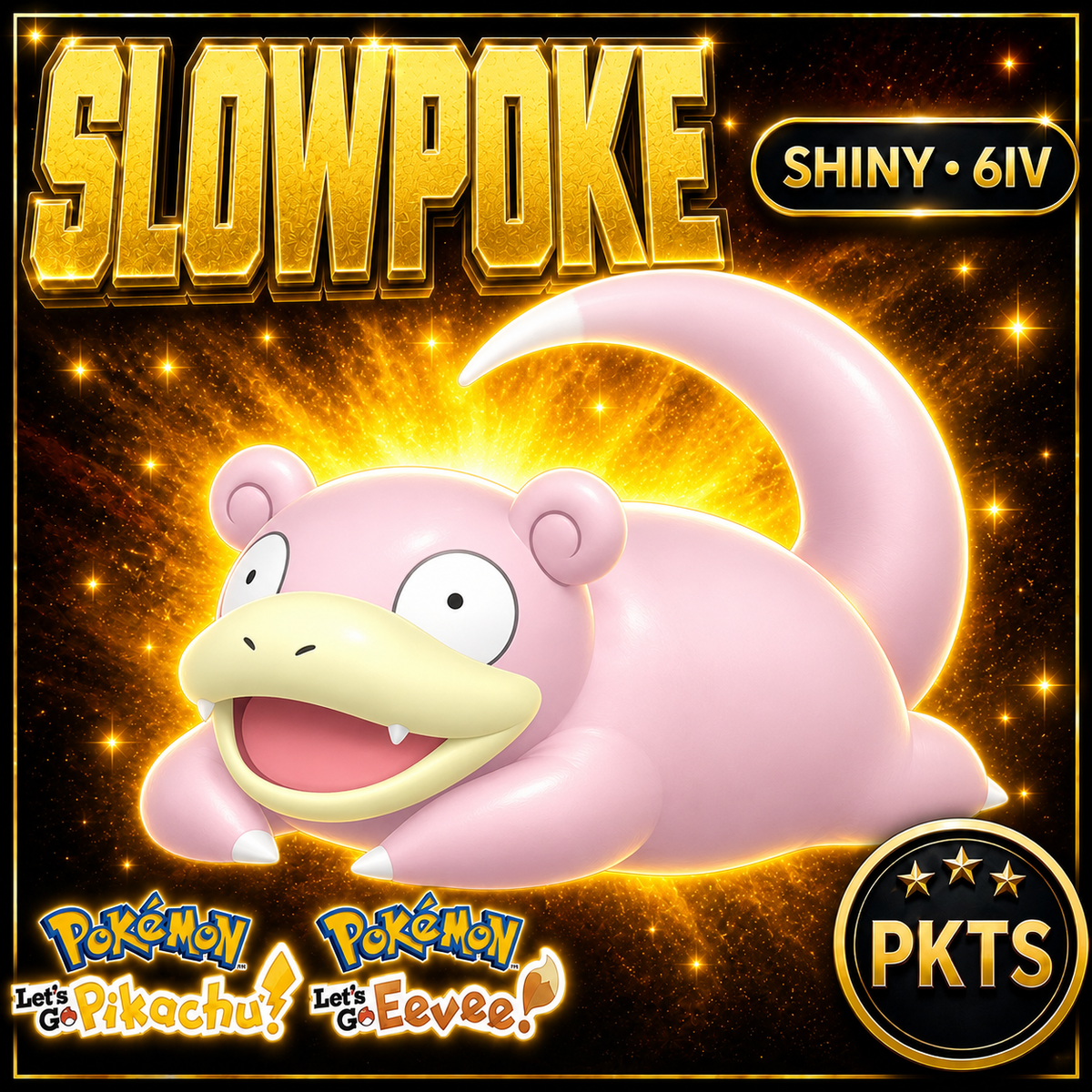 Shiny Slowpoke 6IV — Pokémon Let’s Go Pikachu & Let’s Go Eevee — PKTS