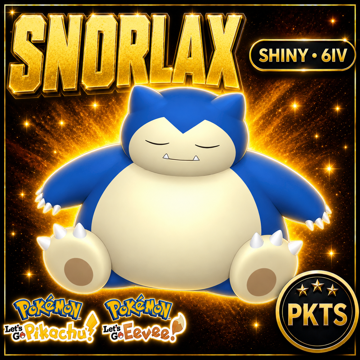 Shiny Snorlax 6IV — Pokémon Let’s Go Pikachu & Let’s Go Eevee — PKTS
