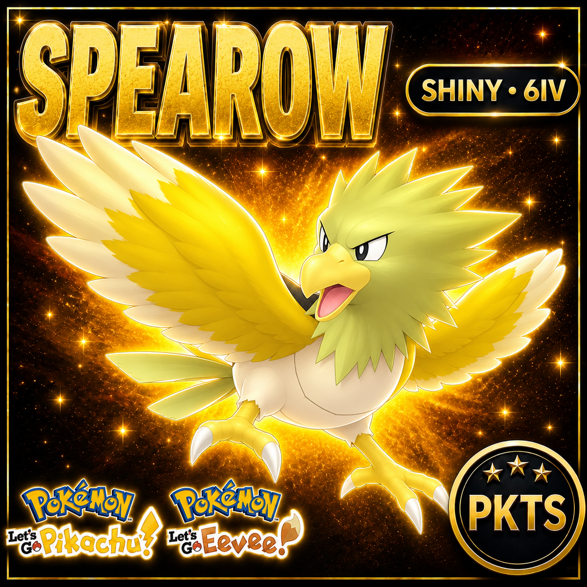 Shiny Spearow 6IV — Pokémon Let’s Go Pikachu & Let’s Go Eevee — PKTS