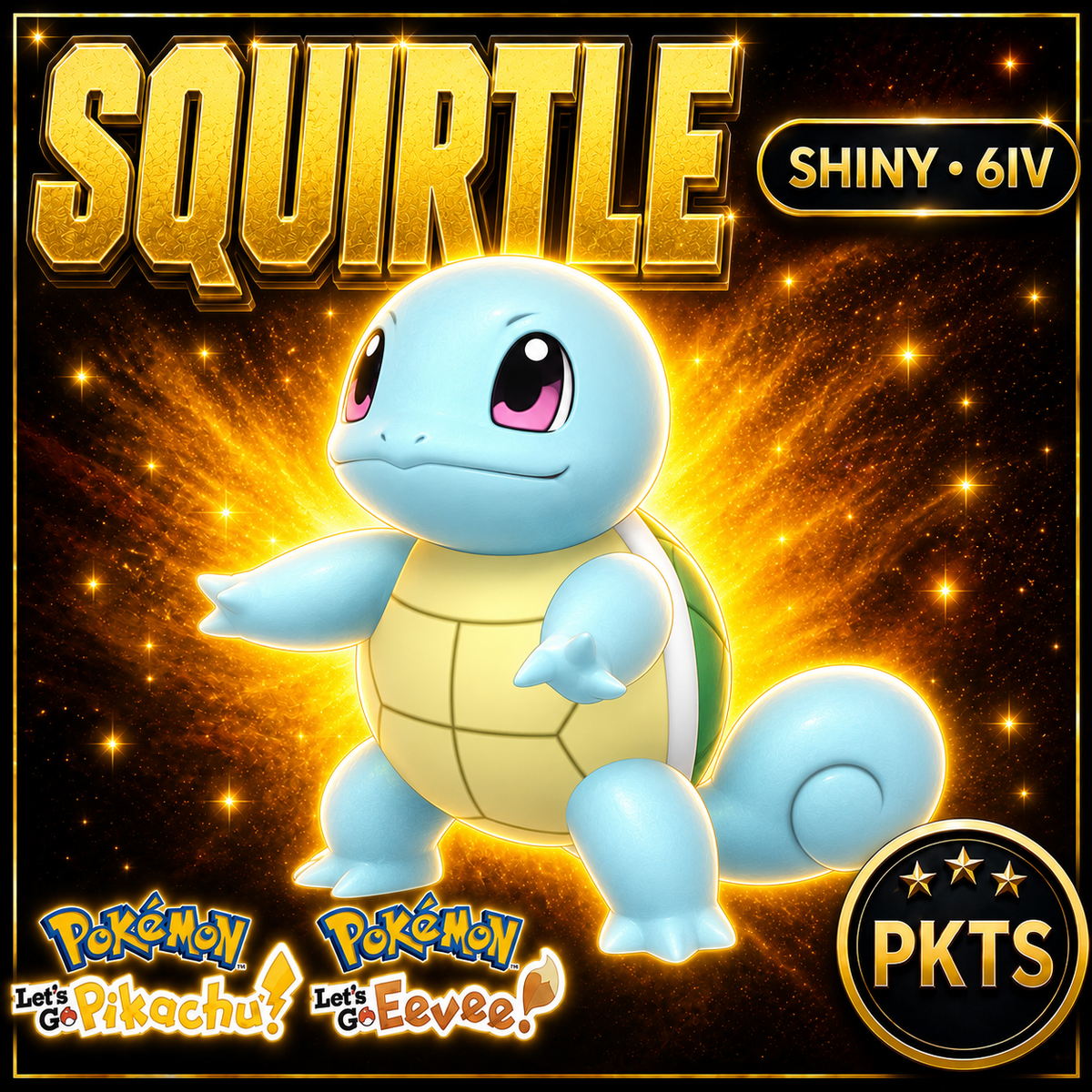 Shiny Squirtle 6IV — Pokémon Let’s Go Pikachu & Let’s Go Eevee — PKTS