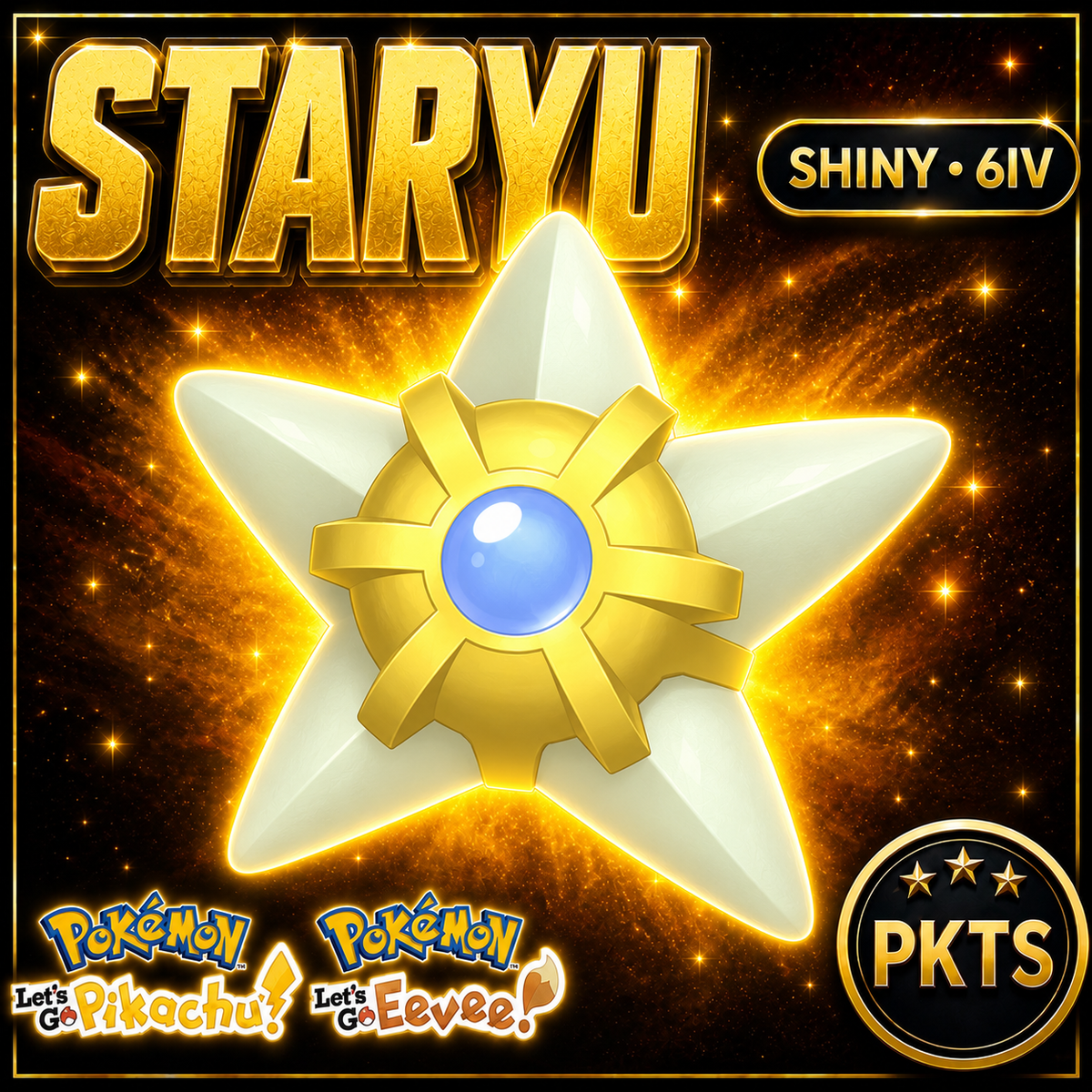 Shiny Staryu 6IV — Pokémon Let’s Go Pikachu & Let’s Go Eevee — PKTS