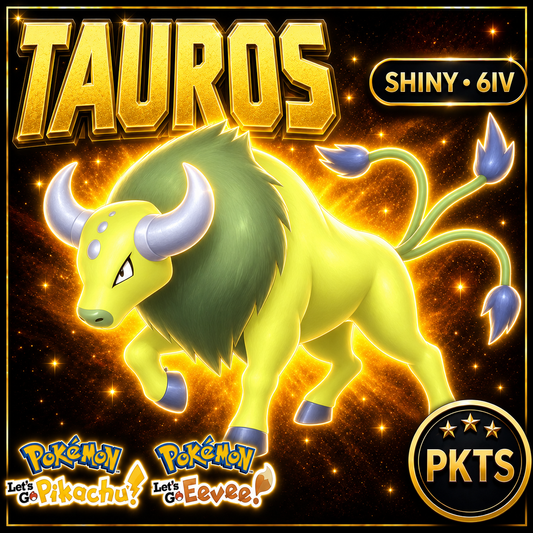 Shiny Tauros 6IV — Pokémon Let’s Go Pikachu & Let’s Go Eevee — PKTS