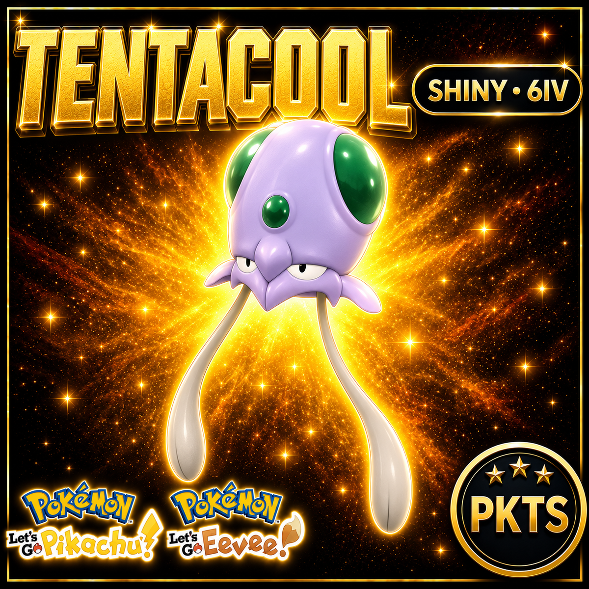 Shiny Tentacool 6IV — Pokémon Let’s Go Pikachu & Let’s Go Eevee — PKTS