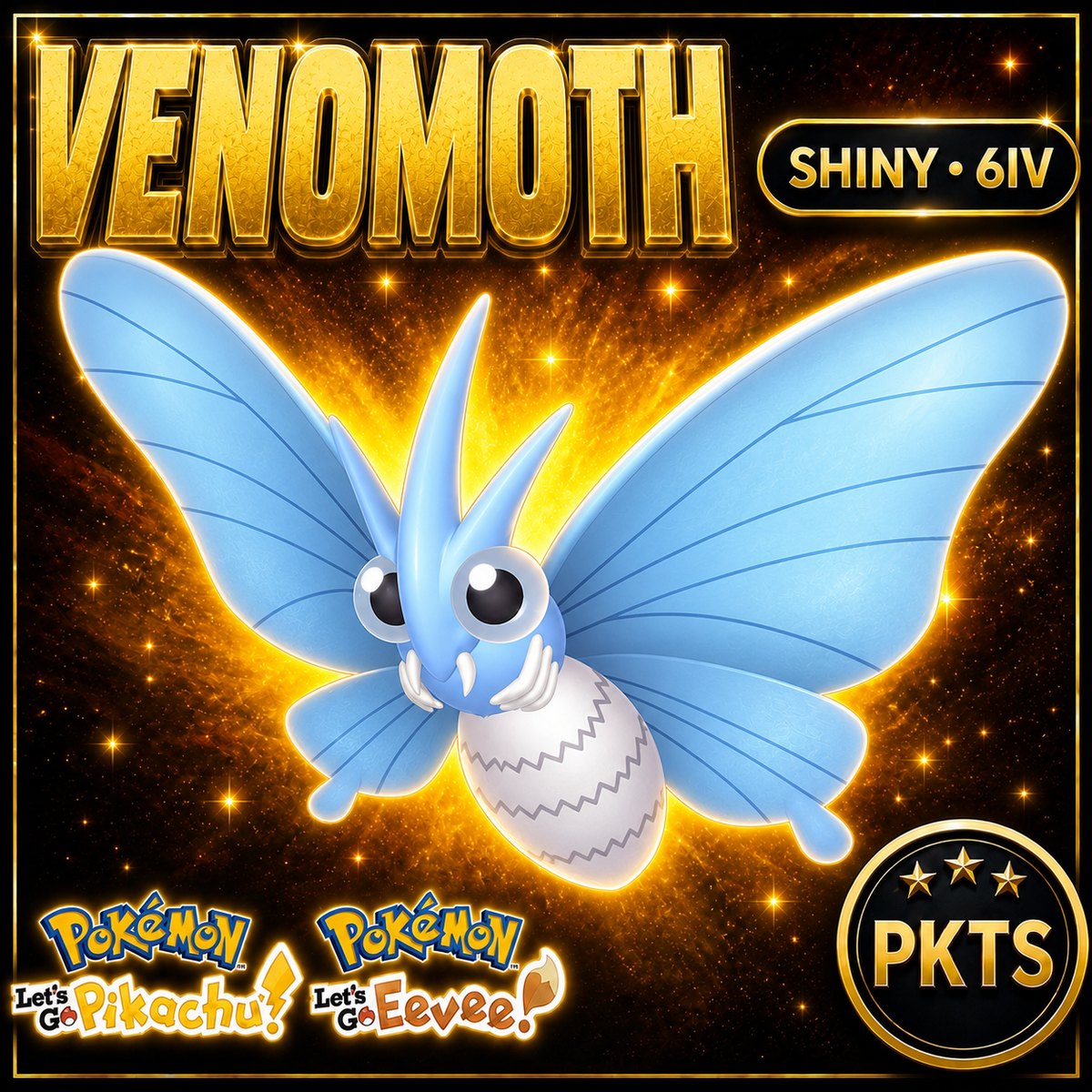 Shiny Venomoth 6IV — Pokémon Let’s Go Pikachu & Let’s Go Eevee — PKTS